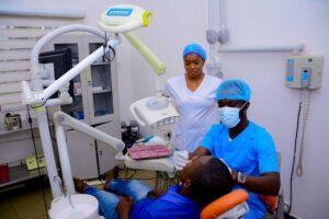 Specialists of St Luke's Hospital, Asaba, Delta, Nigeria attending to patient